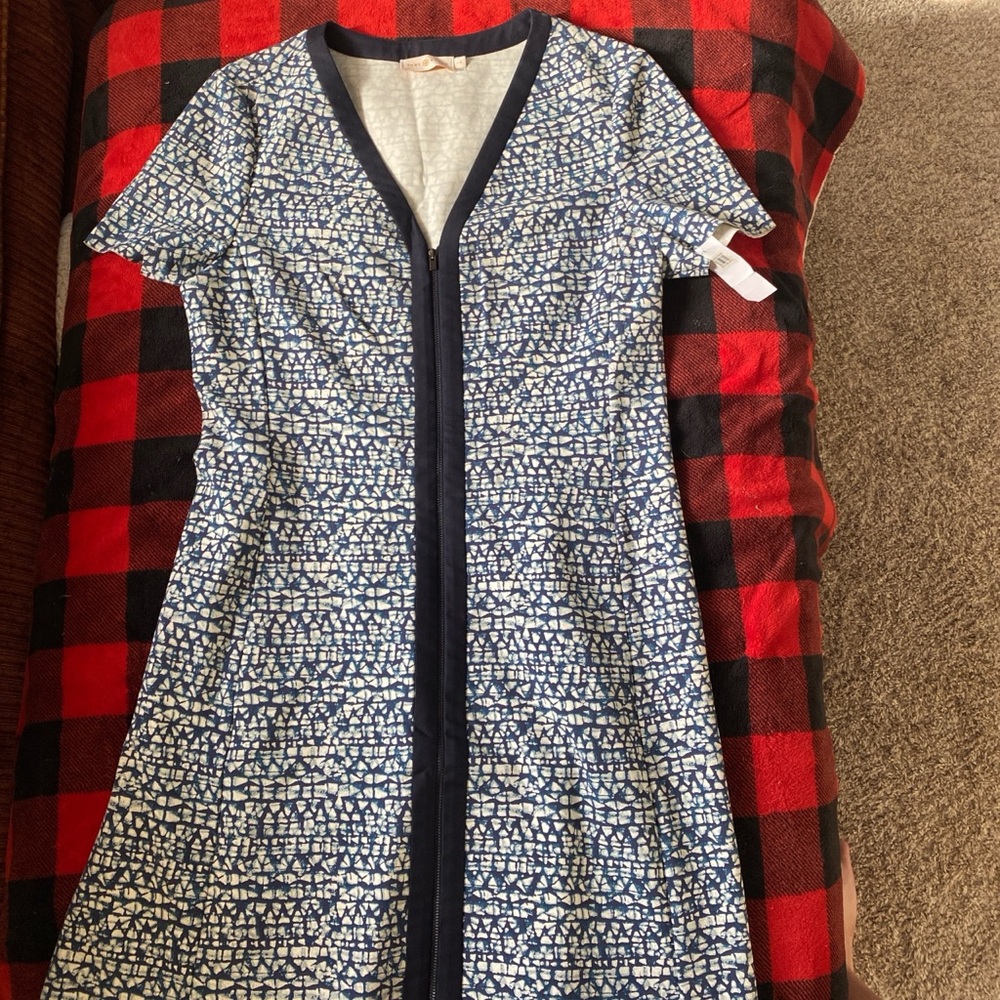 Tory Burch dress with zipper blue and white